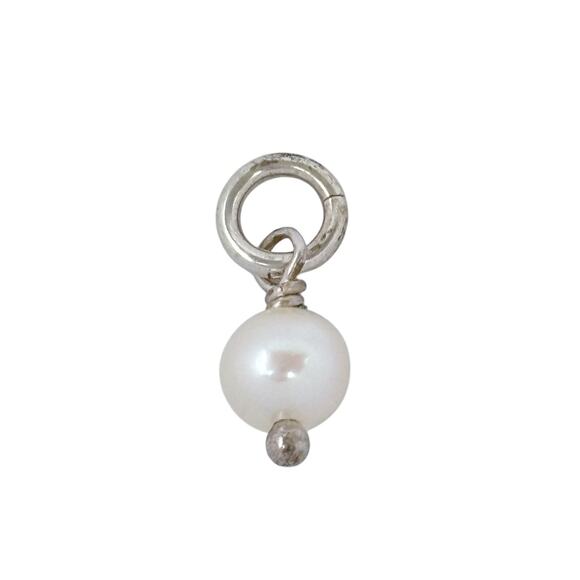 Petite White Pearl Dangle Charm | Vintage Sterling Silver 925 - Picture 2 of 6